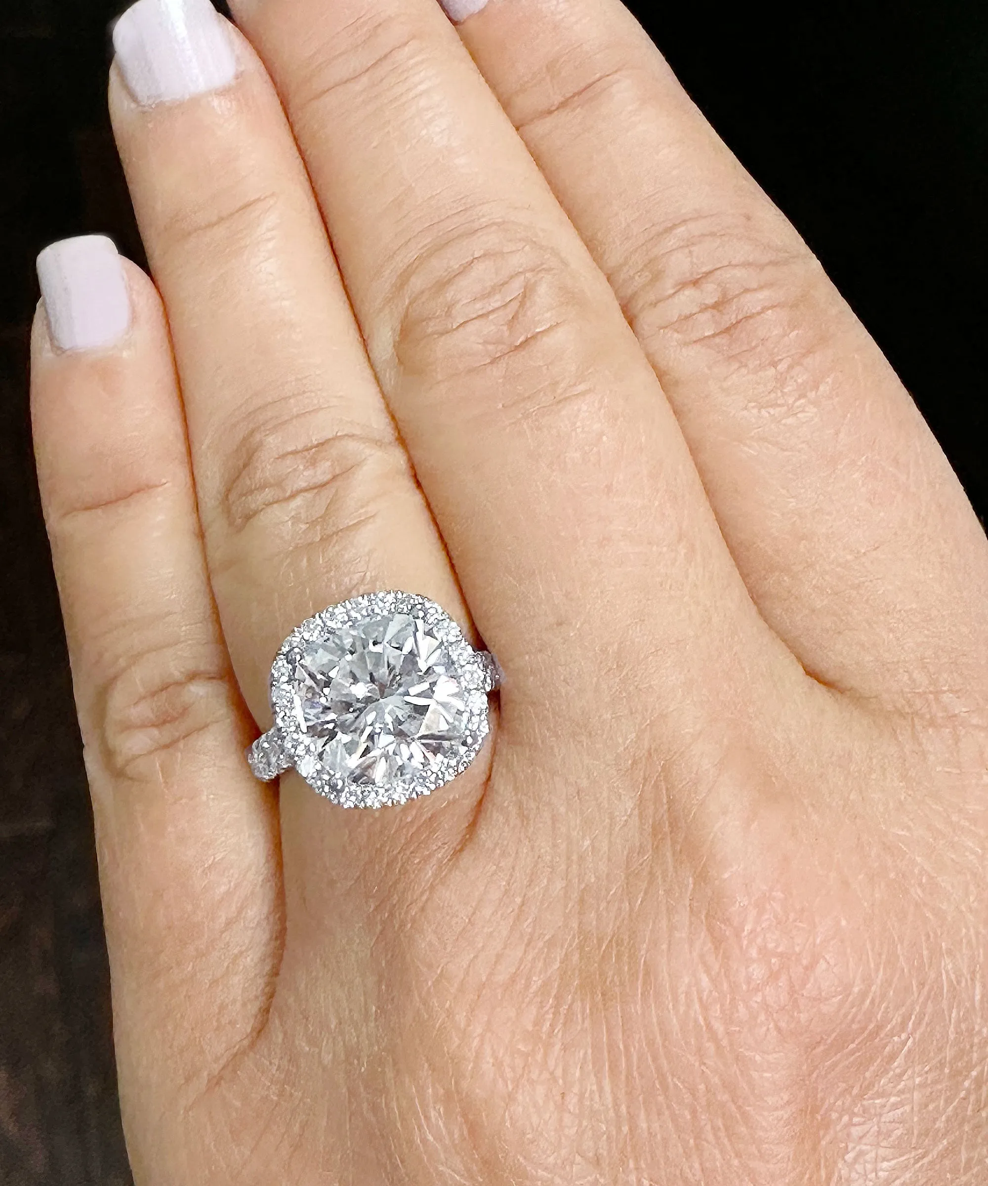 Women's 14k Solid White Gold Cushion Cut Moissanite And Natural Diamond Engagement Ring Bridal Wedding Halo 6.50Ctw