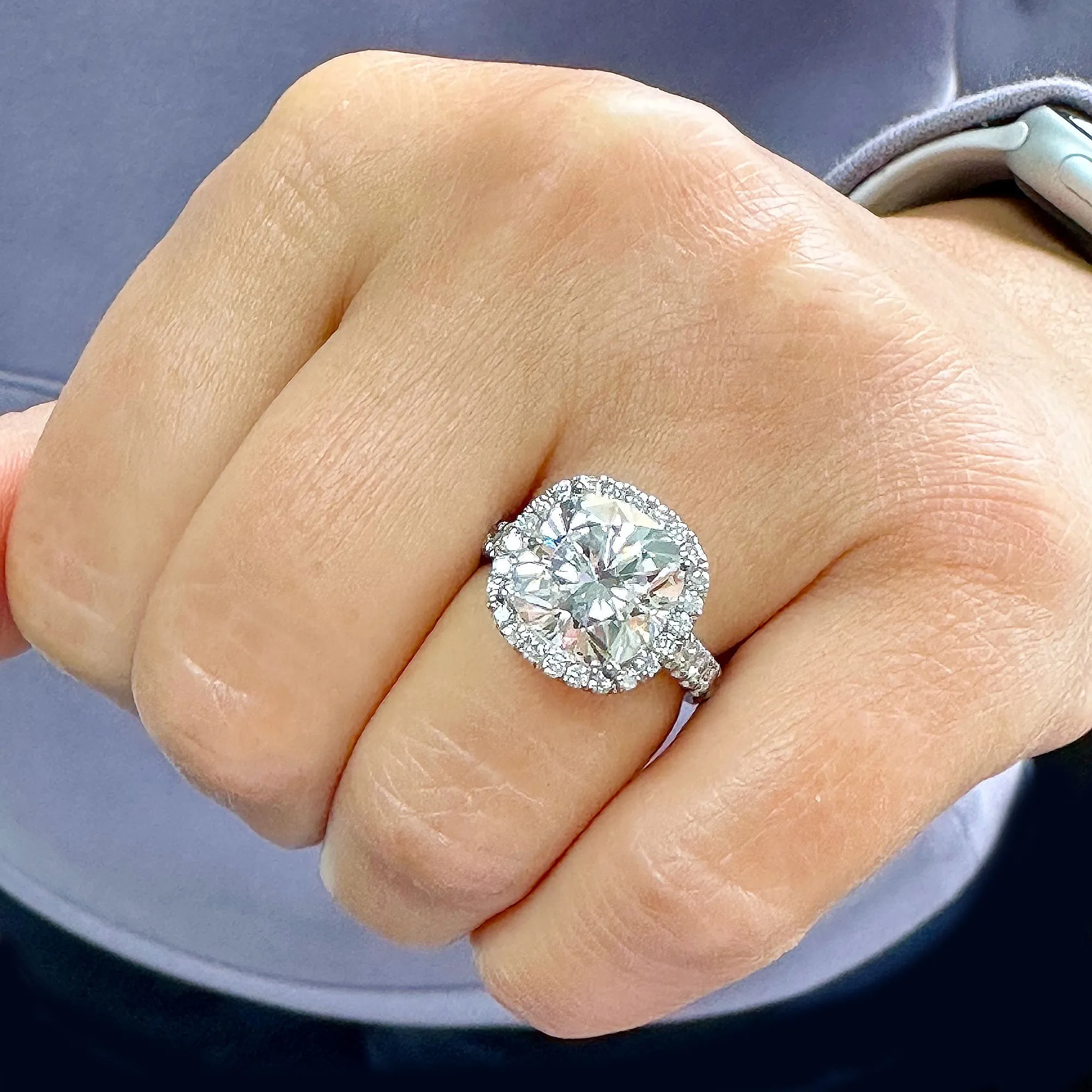 Women's 14k Solid White Gold Cushion Cut Moissanite And Natural Diamond Engagement Ring Bridal Wedding Halo 6.50Ctw