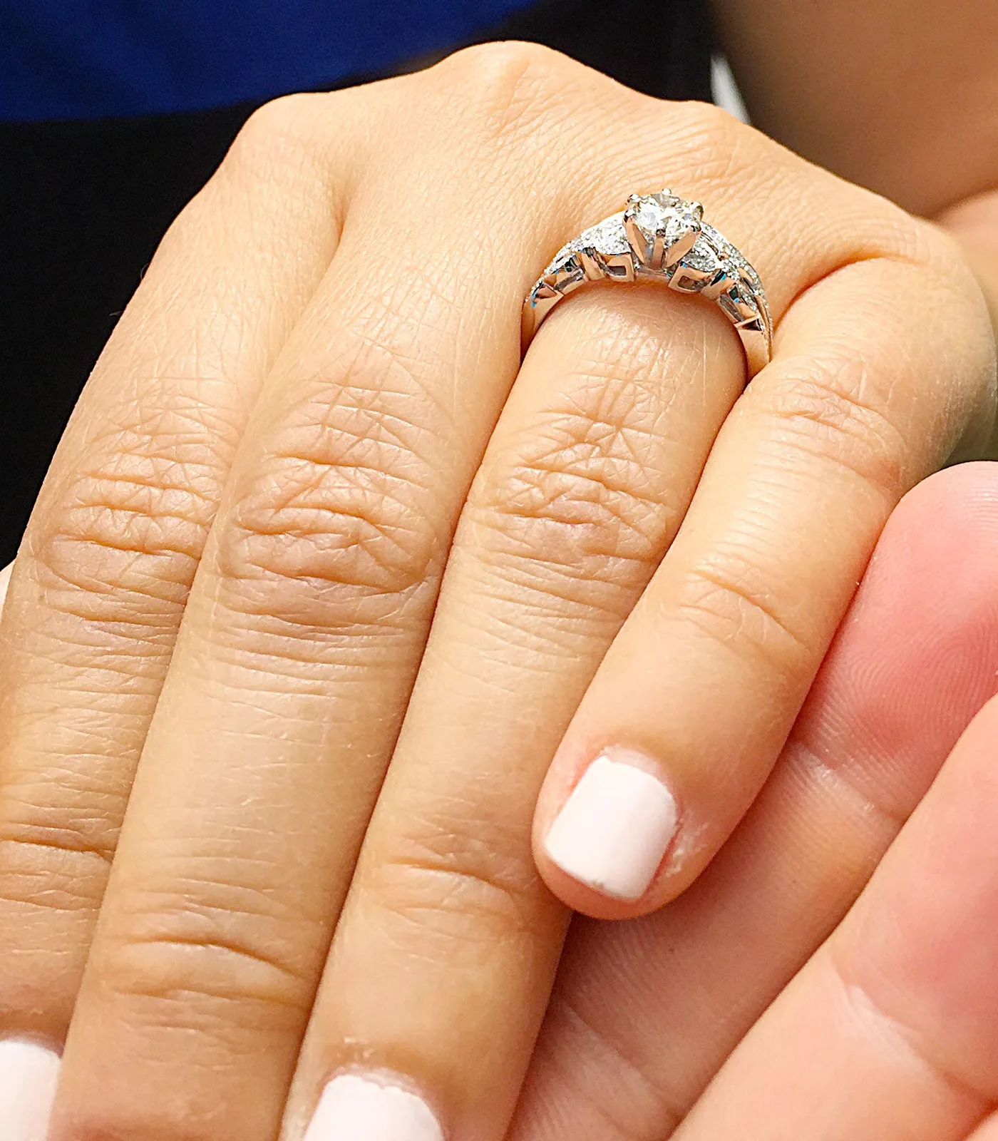 Women's 14k Solid White Gold Round Cut Natural Diamond Engagement Ring And Band, Antique Style, Filigree, Bridal Wedding Set 0.75ctw