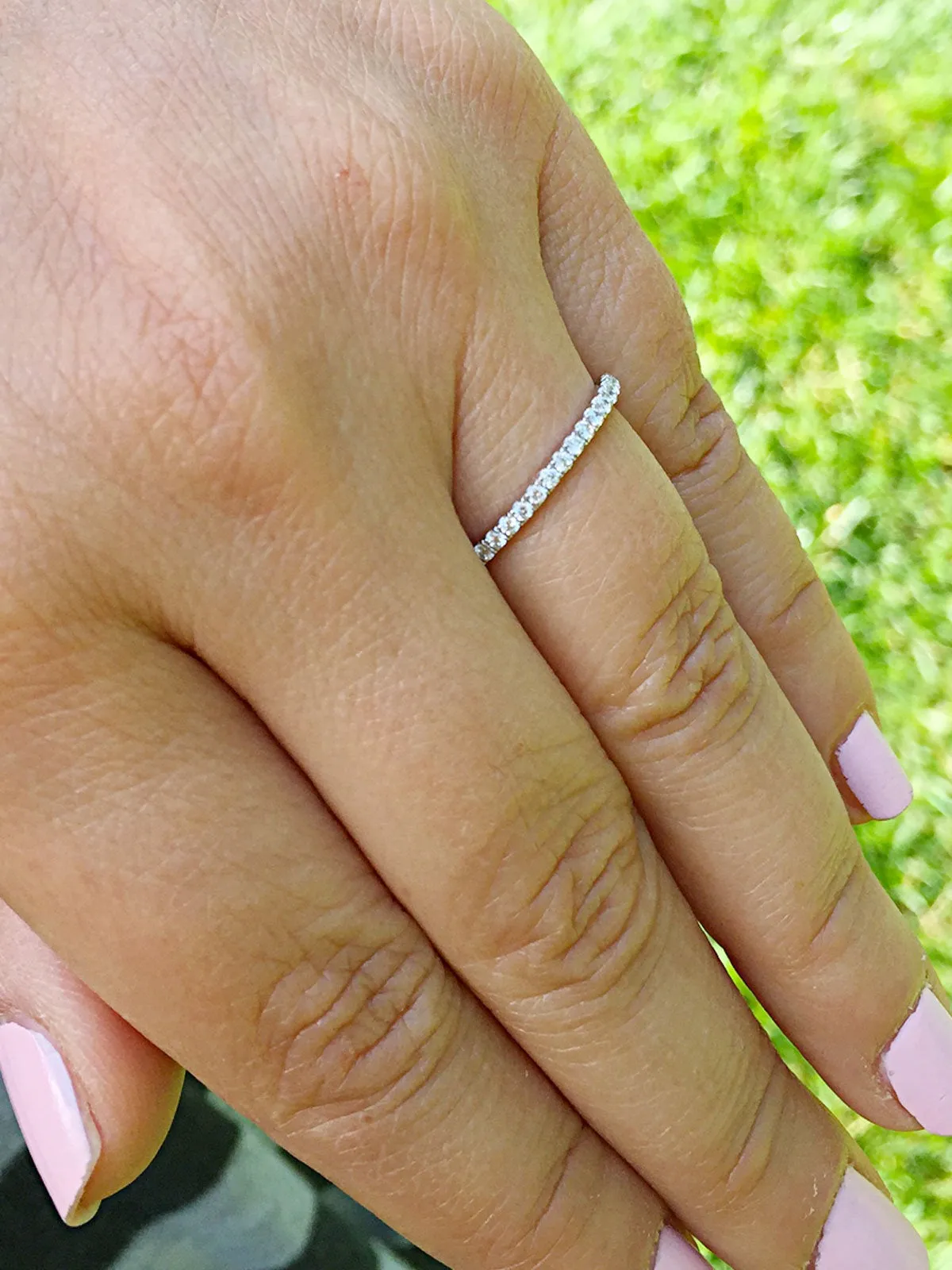 Women's 14k white gold round cut diamonds band anniversary art deco modern half eternity style bridal prong natural diamonds 0.20ctw