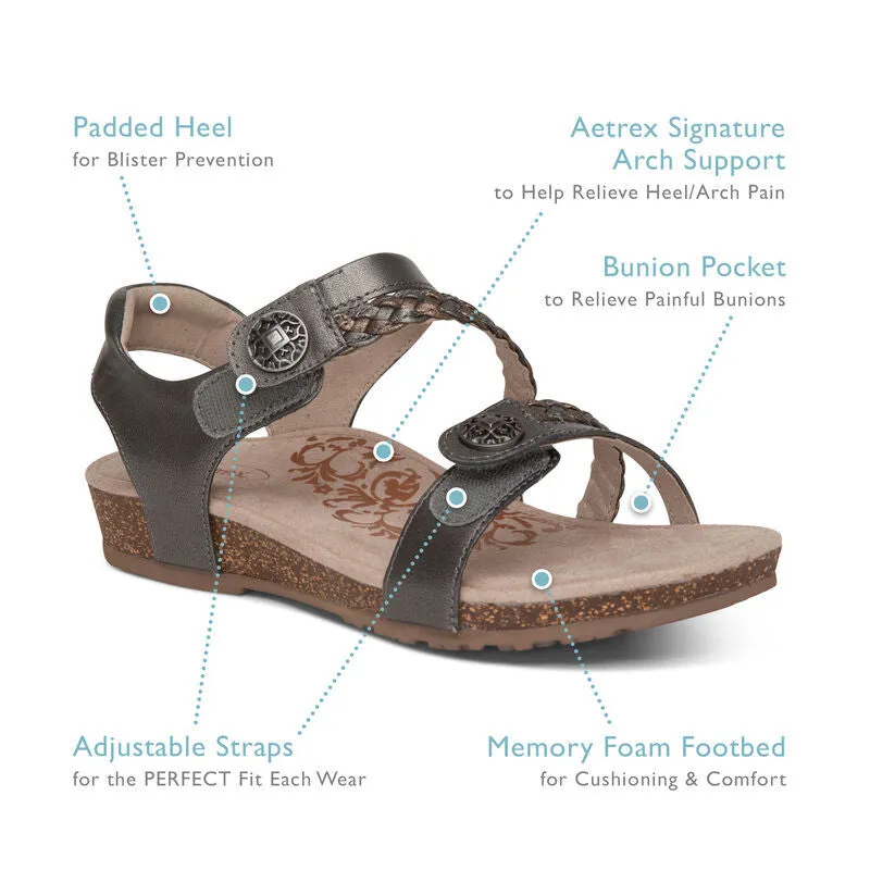 WOMEN'S AETREX JILLIAN BRAIDED QUARTER STRAP SANDAL | NAVY