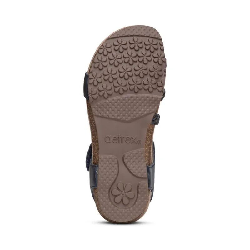 WOMEN'S AETREX JILLIAN BRAIDED QUARTER STRAP SANDAL | NAVY