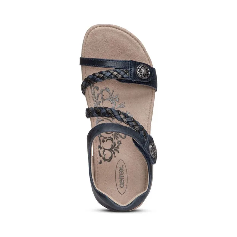 WOMEN'S AETREX JILLIAN BRAIDED QUARTER STRAP SANDAL | NAVY