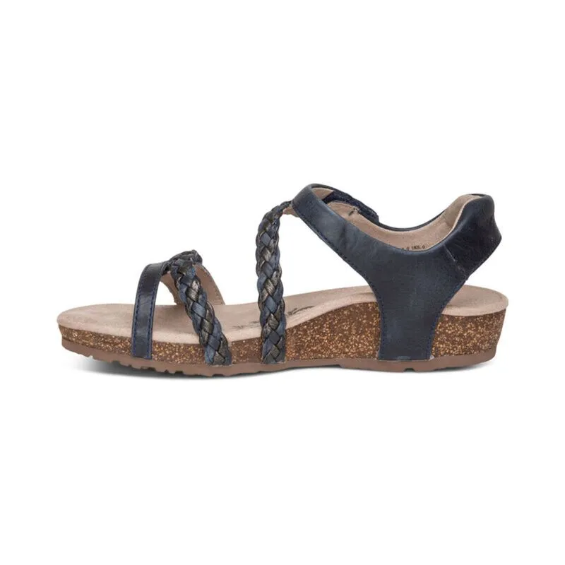 WOMEN'S AETREX JILLIAN BRAIDED QUARTER STRAP SANDAL | NAVY