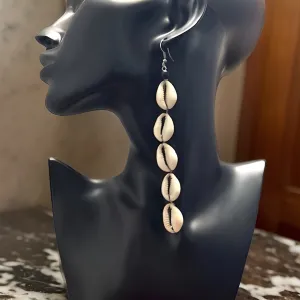 Women's African 6 Link Cowrie Shell Earrings