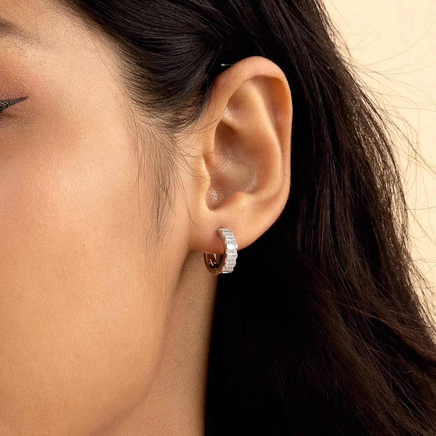 Women's Baguettes Hoop Earring