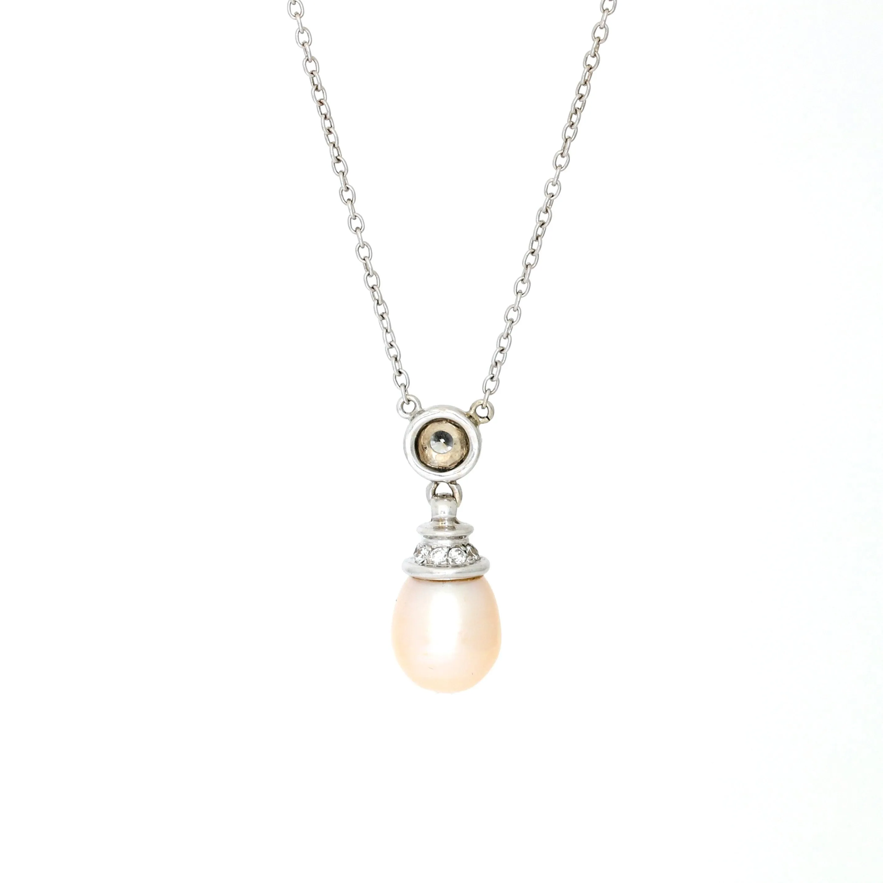 Women's Baroque Golden South Sea Cultured Diamond Necklace in 14k White Gold