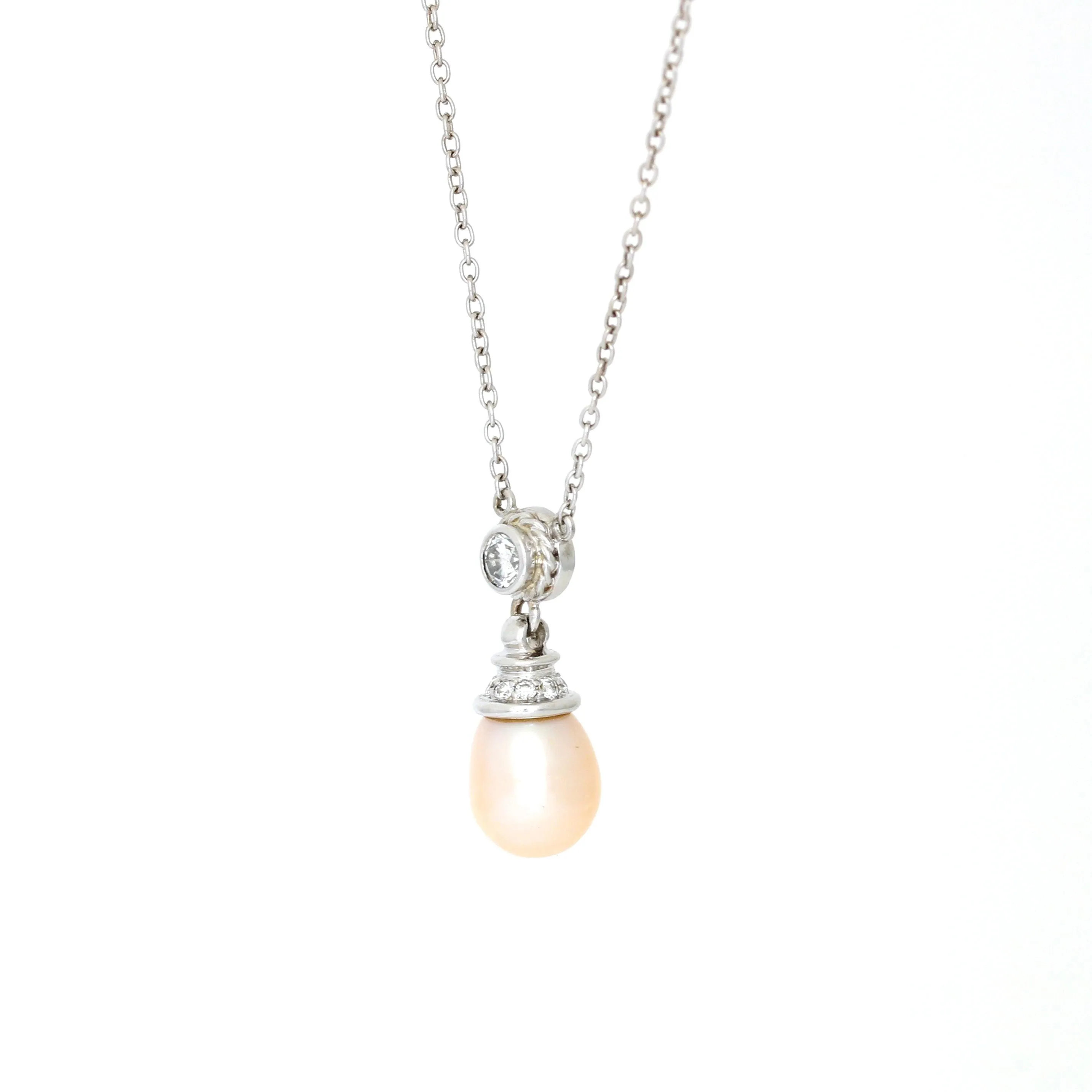 Women's Baroque Golden South Sea Cultured Diamond Necklace in 14k White Gold