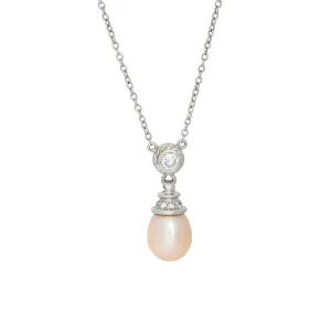 Women's Baroque Golden South Sea Cultured Diamond Necklace in 14k White Gold