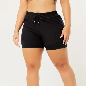 Women's Black 2-Layer Running Shorts