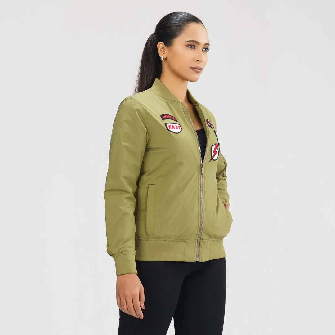 Womens Bomber Jacket- Olive