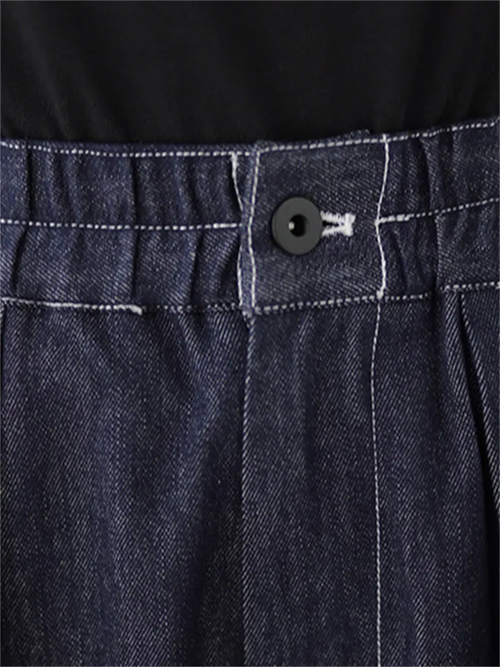 Women's Casual Blue Oversized Straight-Leg Jeans