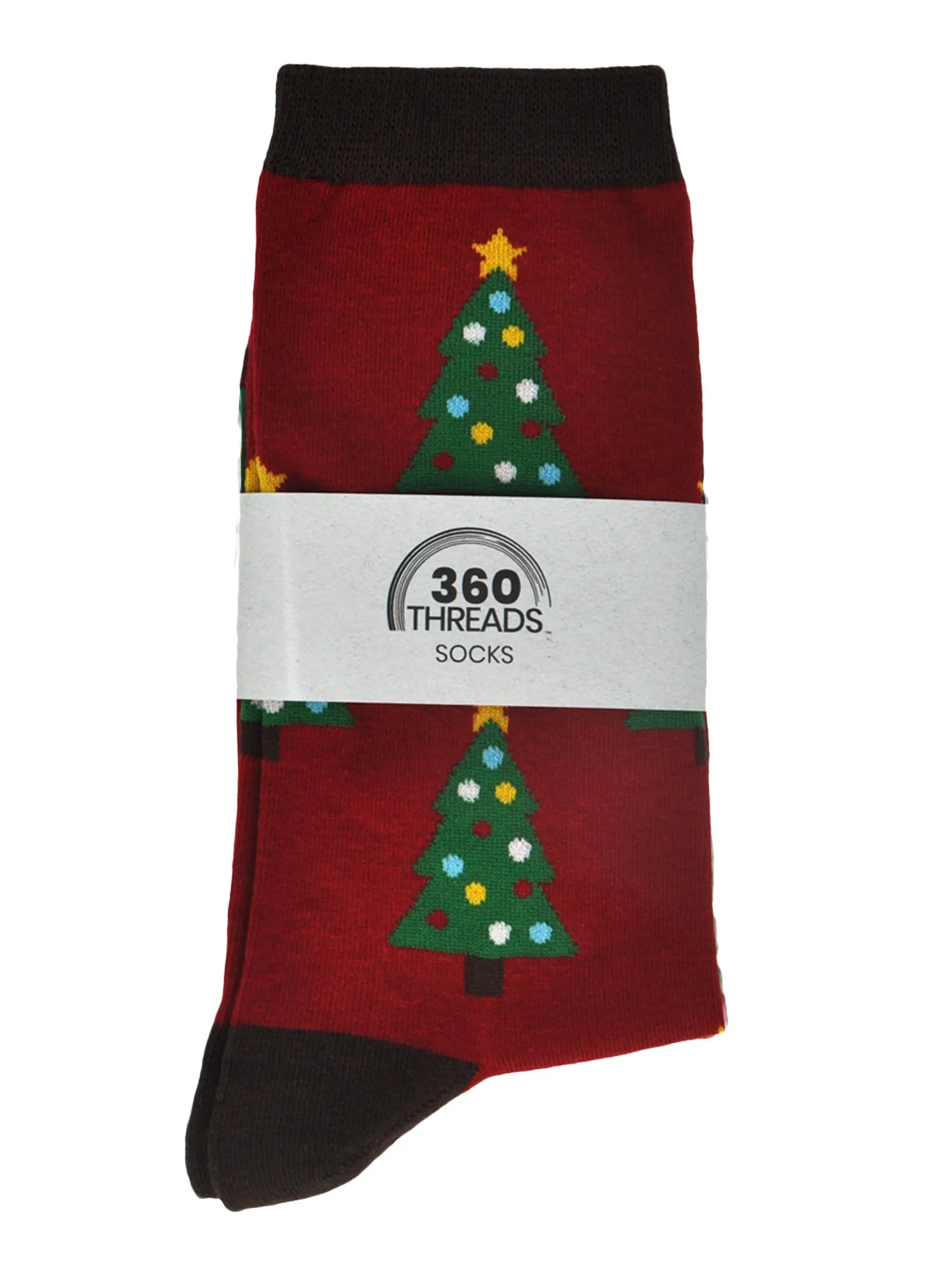 Women's Christmas Tree Socks All-Over Novelty Crew Red