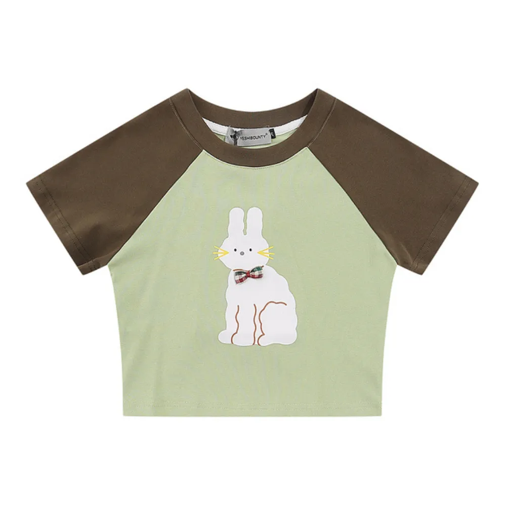 Women's Cute Rabbit Panel Cropped Top