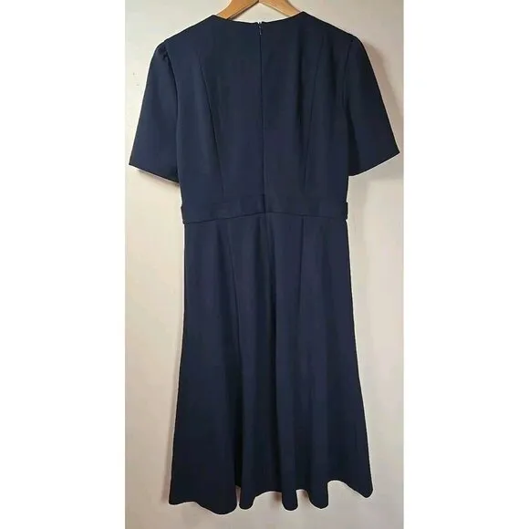 Womens Dress London Times Solid Side Tab Fit &amp; Flare Navy Size 8