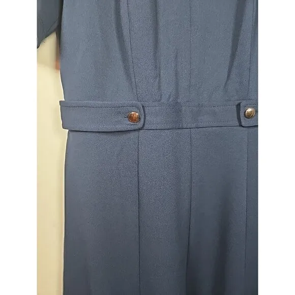 Womens Dress London Times Solid Side Tab Fit &amp; Flare Navy Size 8