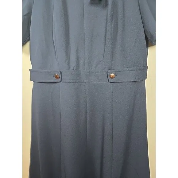 Womens Dress London Times Solid Side Tab Fit &amp; Flare Navy Size 8