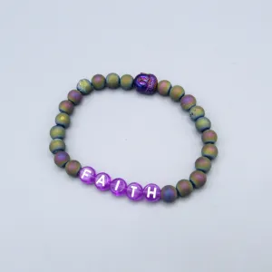 Women’s Druzy Agate and Hematite Buddha Gemstone FAITH bracelets