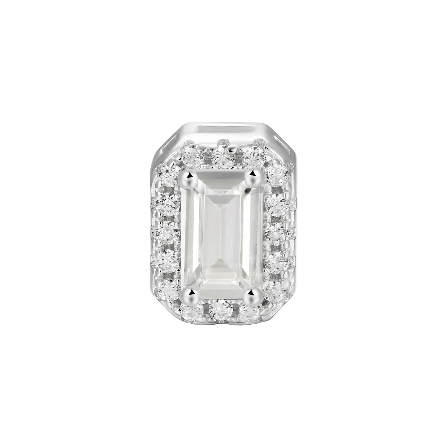 Women's Emerald Cut Halo Stud Earring