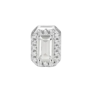 Women's Emerald Cut Halo Stud Earring
