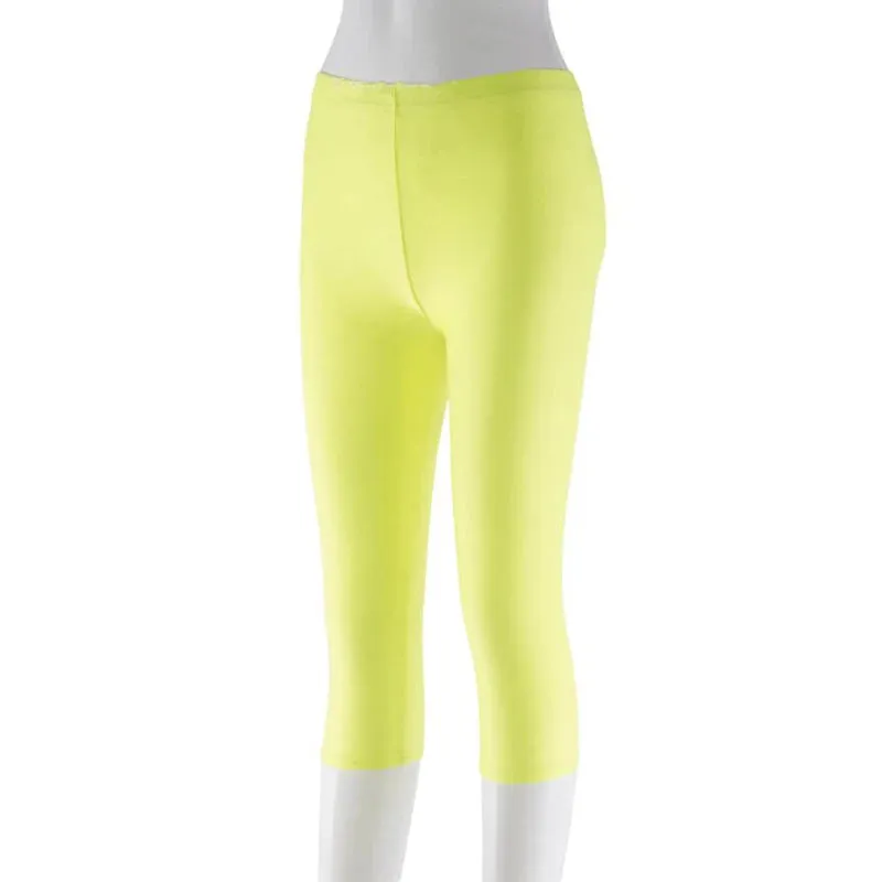 Women's Fluorescent Color Leggings Shiny Capri Leggings Spandex Pants Spring Summer Super Elastic Fitness Capris