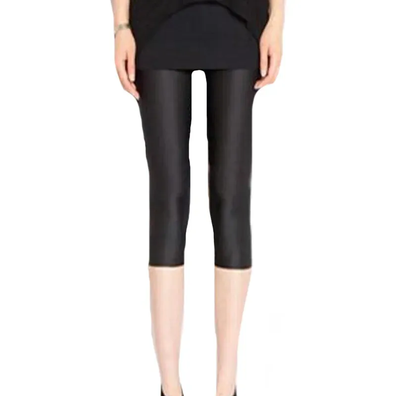 Women's Fluorescent Color Leggings Shiny Capri Leggings Spandex Pants Spring Summer Super Elastic Fitness Capris
