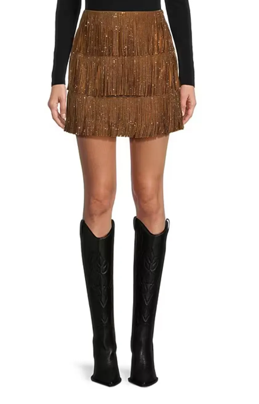 Women's Fringe Rhinestone Skirt