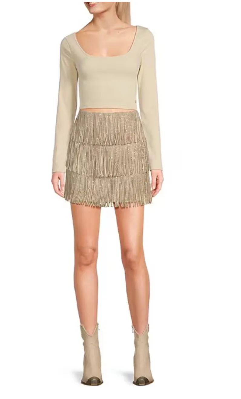 Women's Fringe Rhinestone Skirt