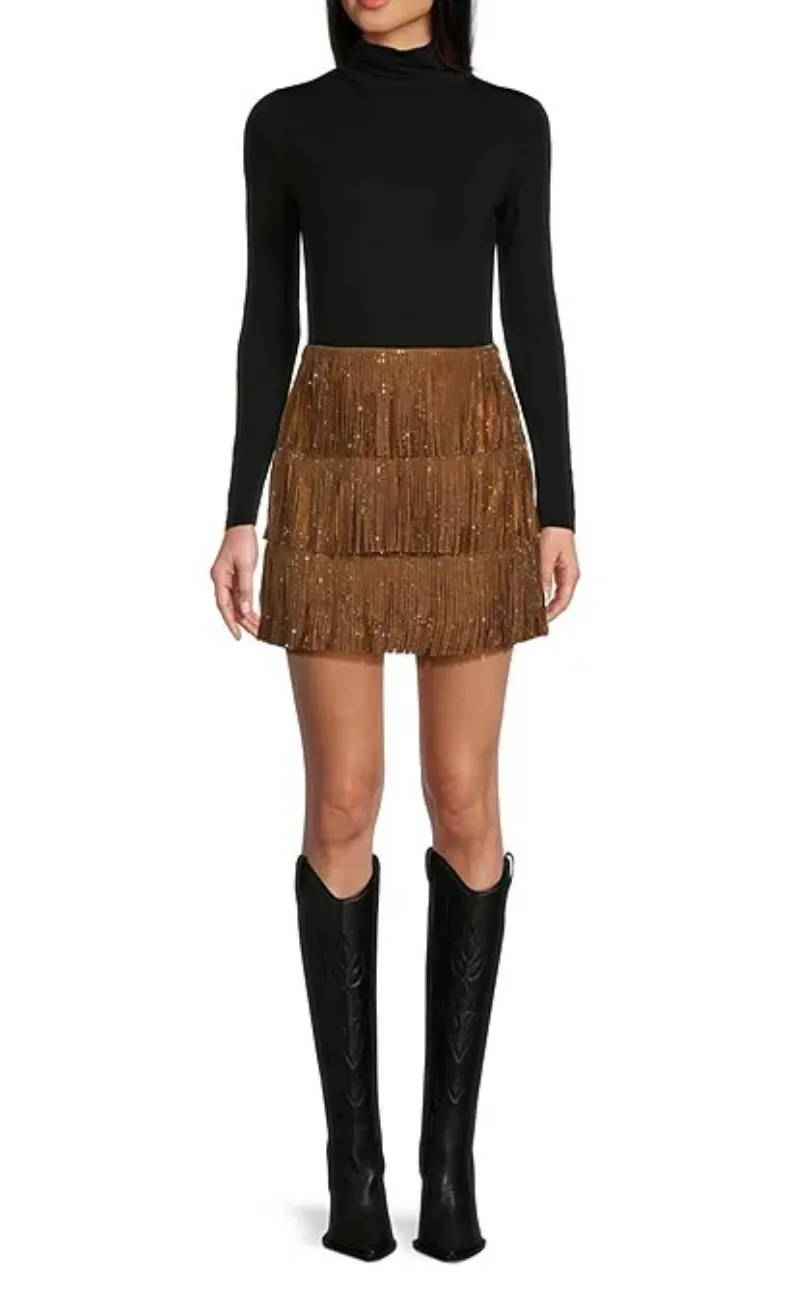 Women's Fringe Rhinestone Skirt