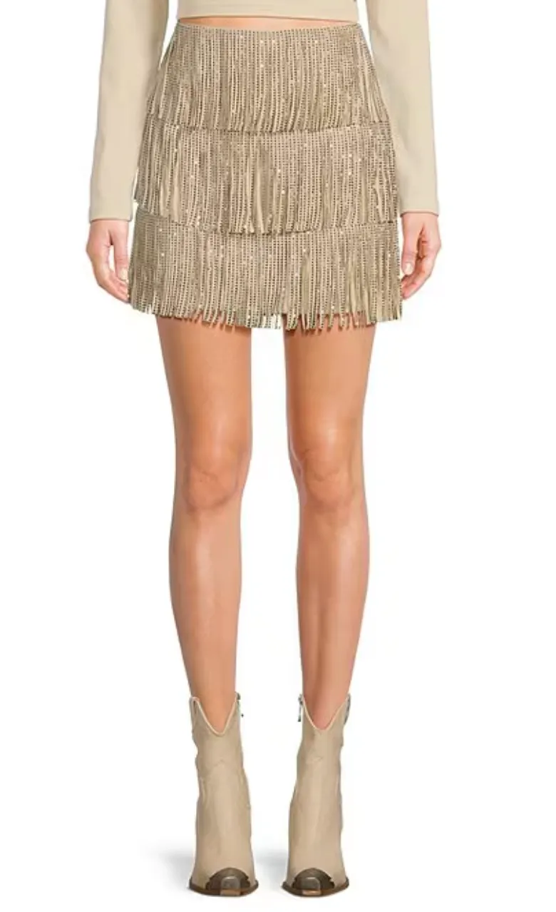 Women's Fringe Rhinestone Skirt