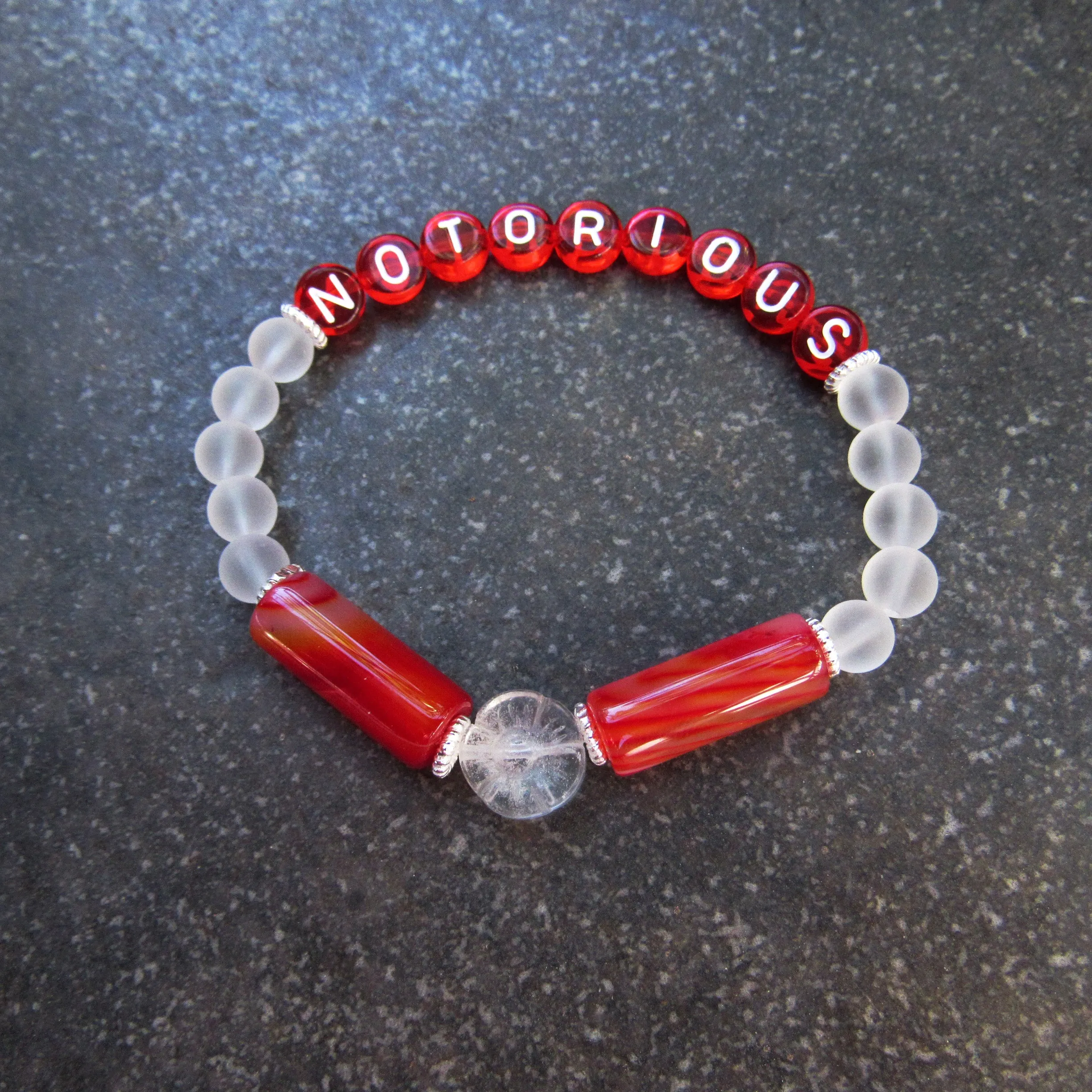 Women's Gemstone "NOTORIOUS" stretch bracelet