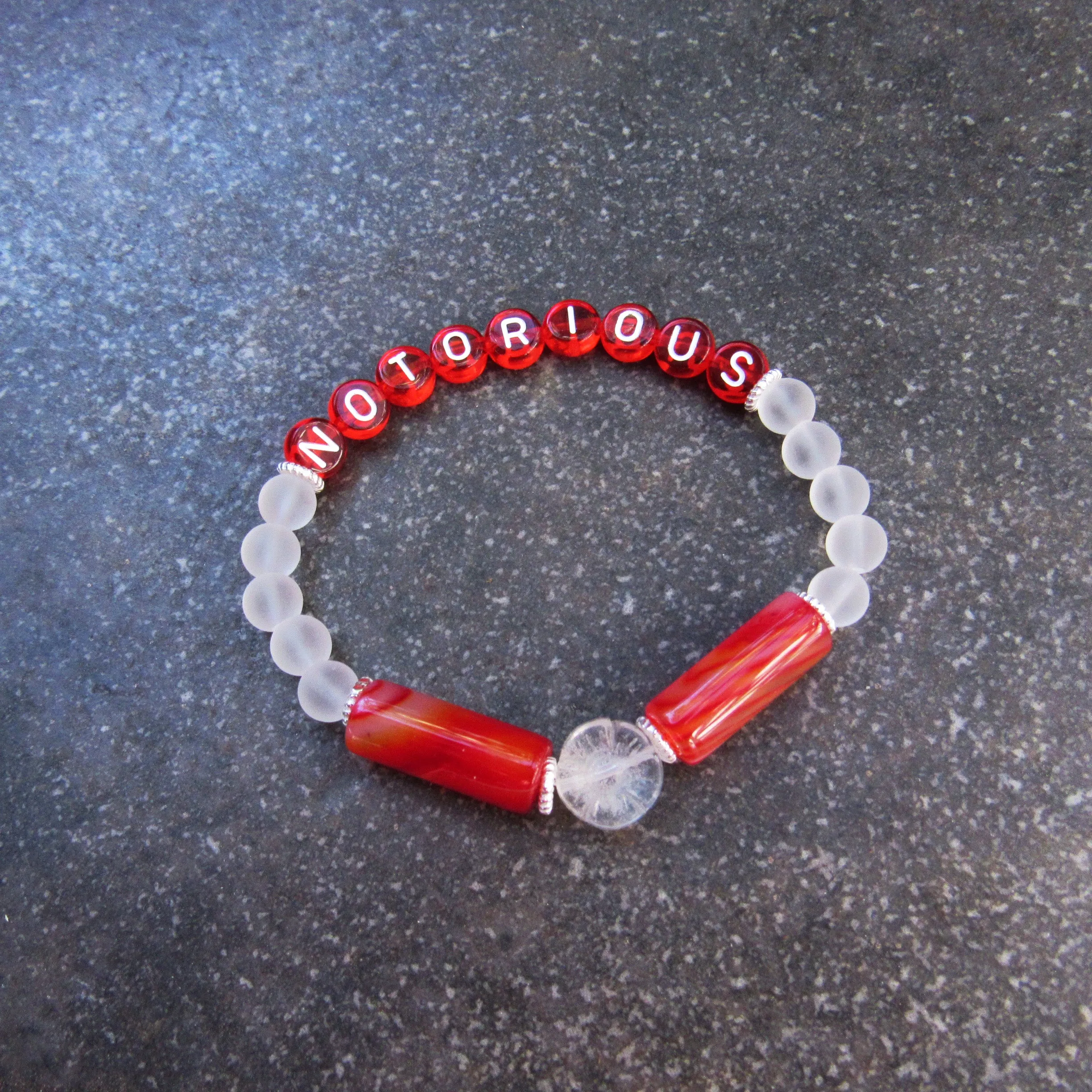 Women's Gemstone "NOTORIOUS" stretch bracelet