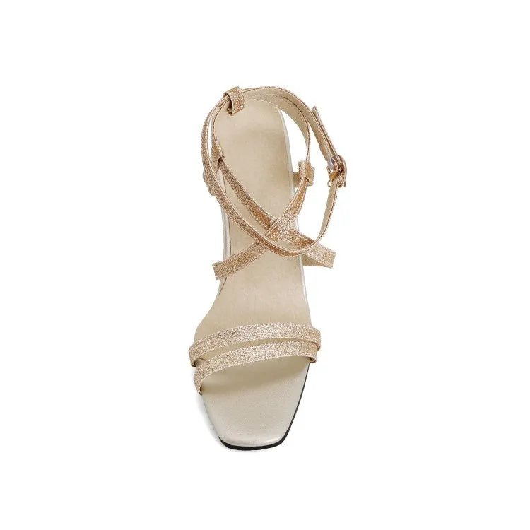 Women's Glitter Buckle High Heel Stiletto Sandals
