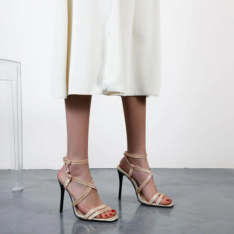 Women's Glitter Buckle High Heel Stiletto Sandals