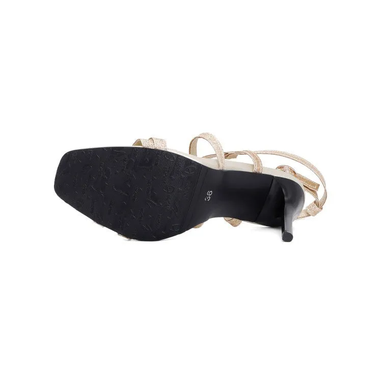 Women's Glitter Buckle High Heel Stiletto Sandals
