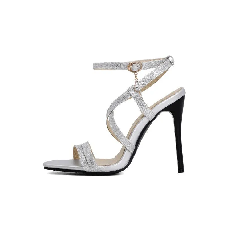 Women's Glitter Buckle High Heel Stiletto Sandals