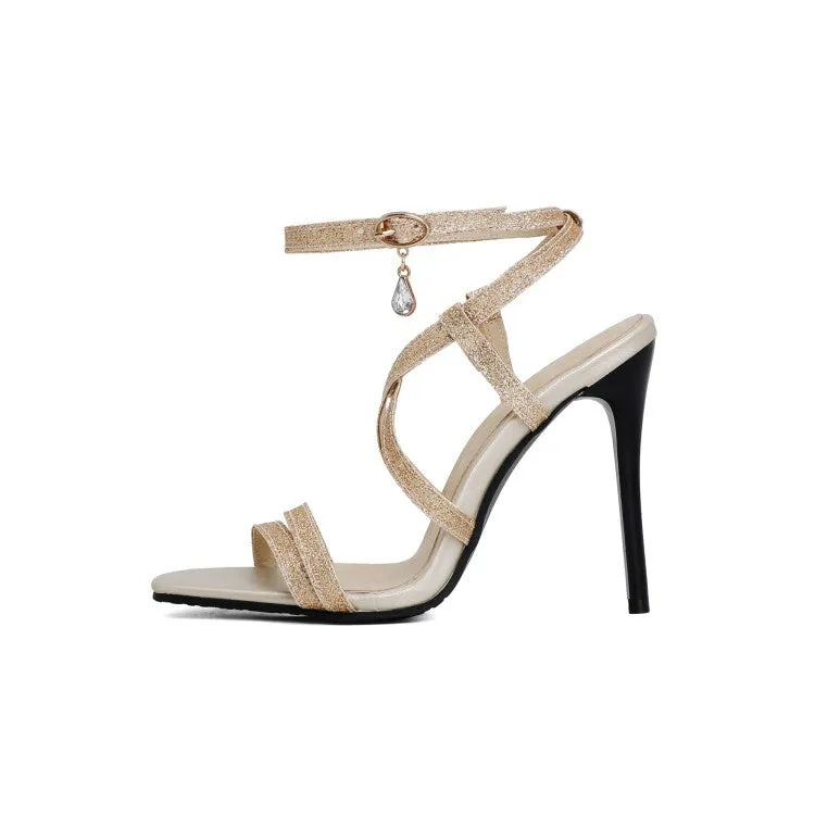 Women's Glitter Buckle High Heel Stiletto Sandals