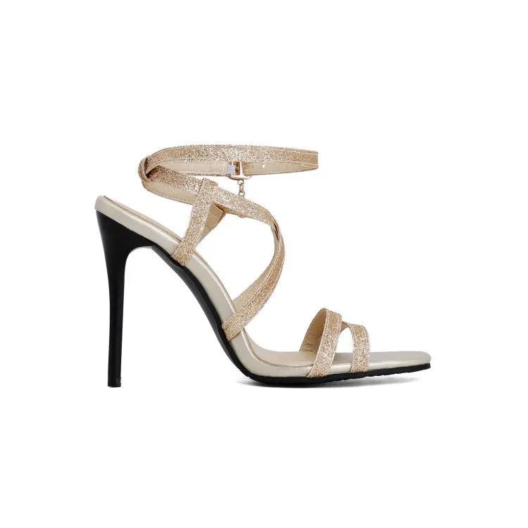 Women's Glitter Buckle High Heel Stiletto Sandals