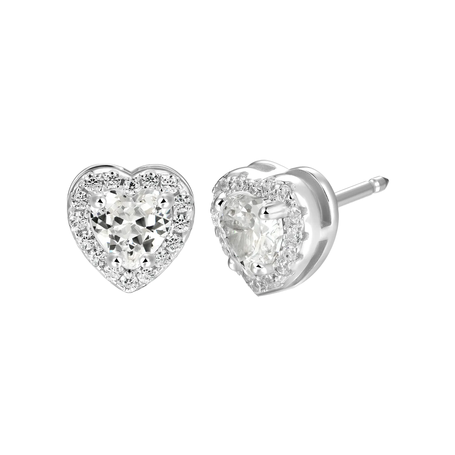 Women's Halo Heart Stud Earring