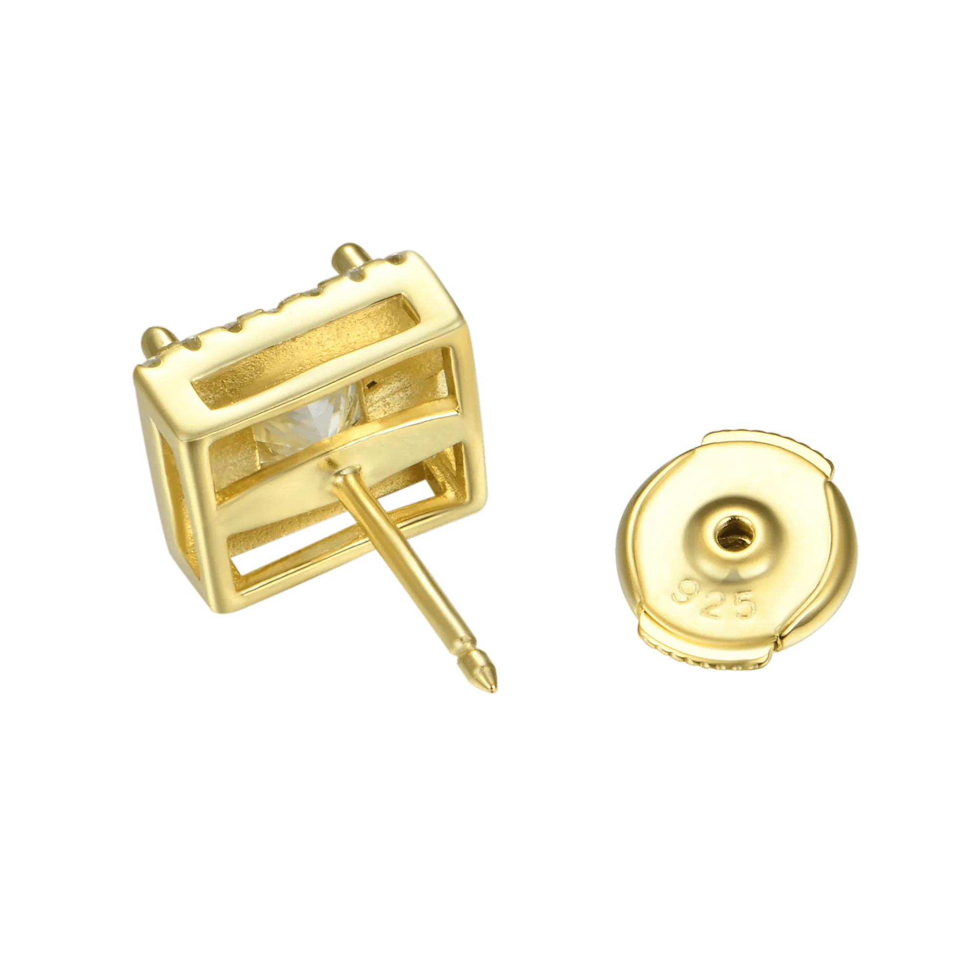 Women's Halo Princess Cut Stud Earring