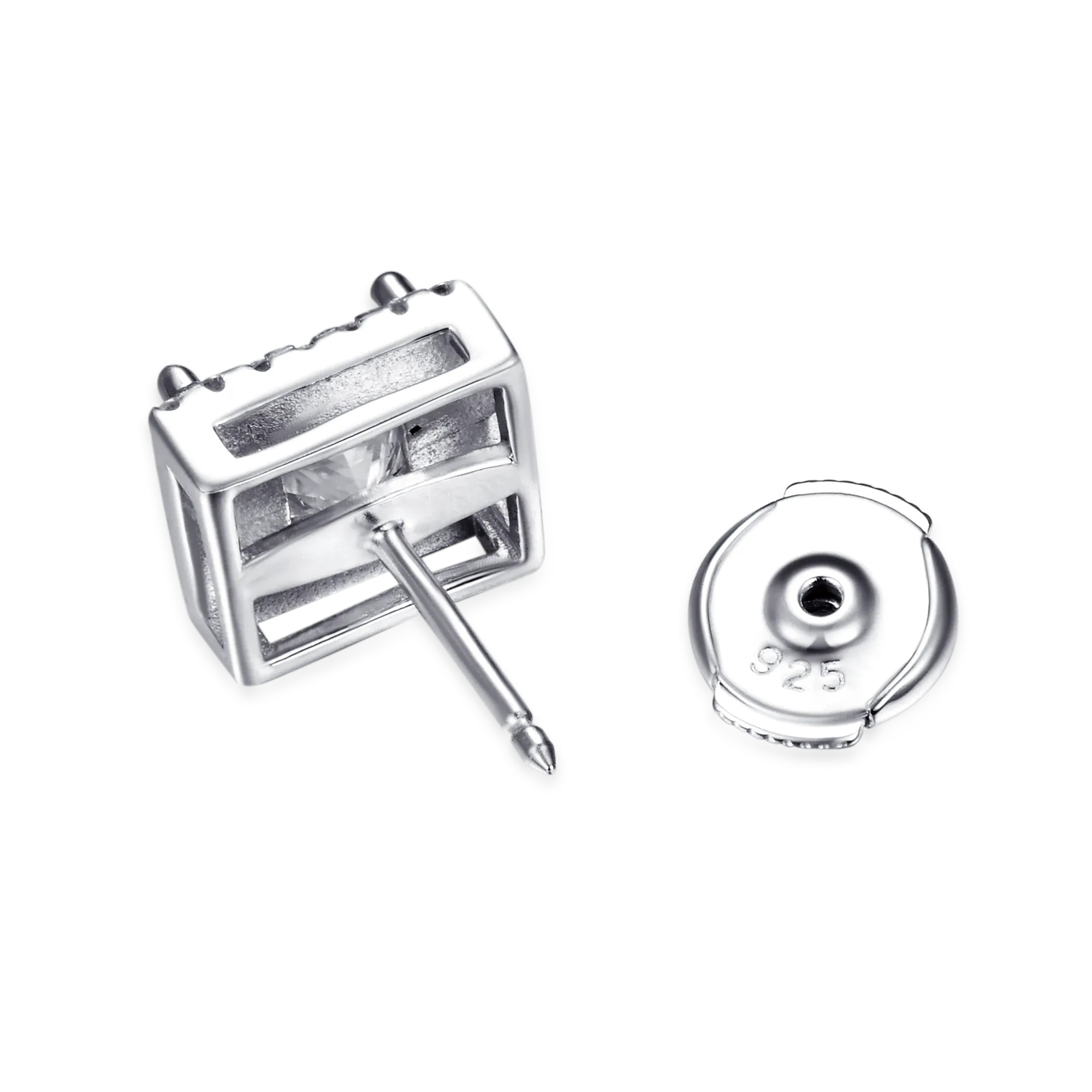 Women's Halo Princess Cut Stud Earring