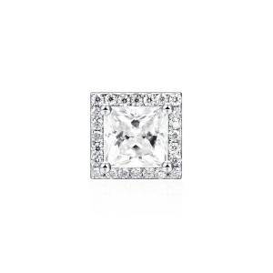 Women's Halo Princess Cut Stud Earring