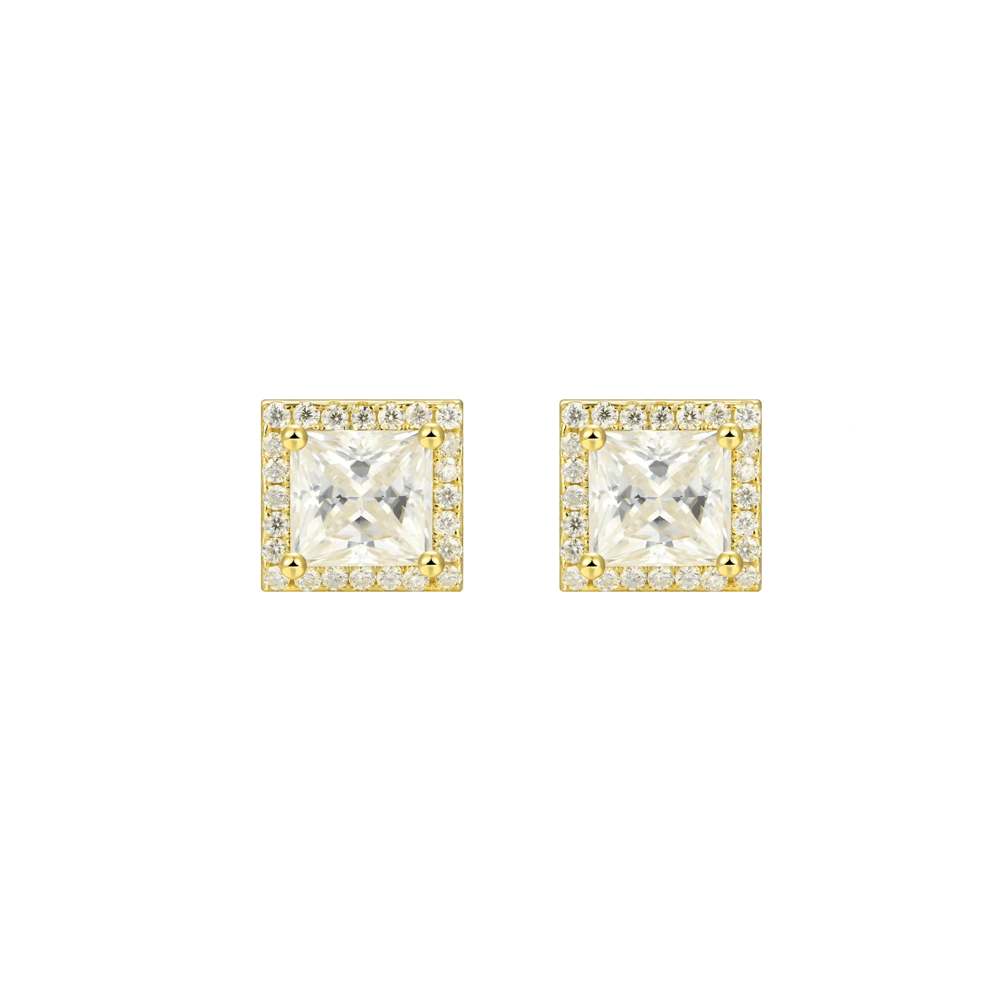 Women's Halo Princess Cut Stud Earring