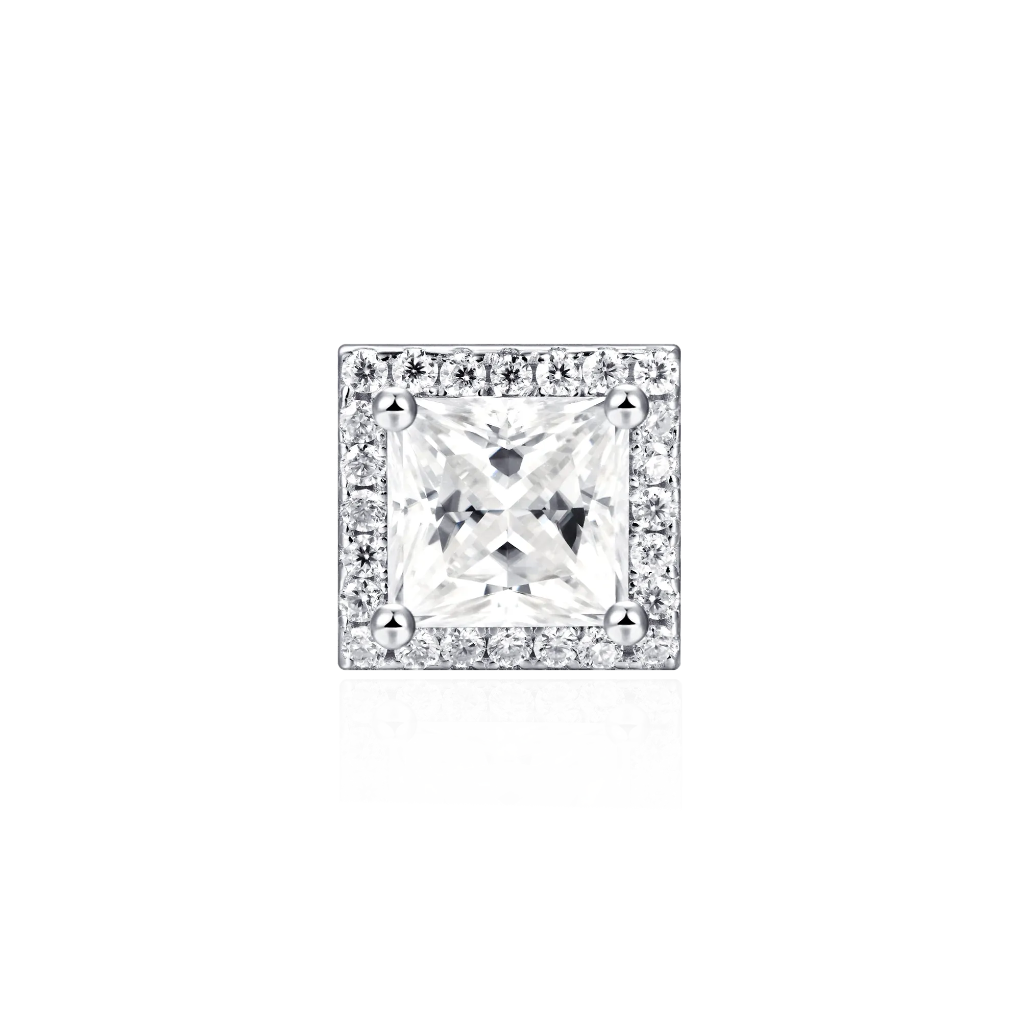 Women's Halo Princess Cut Stud Earring