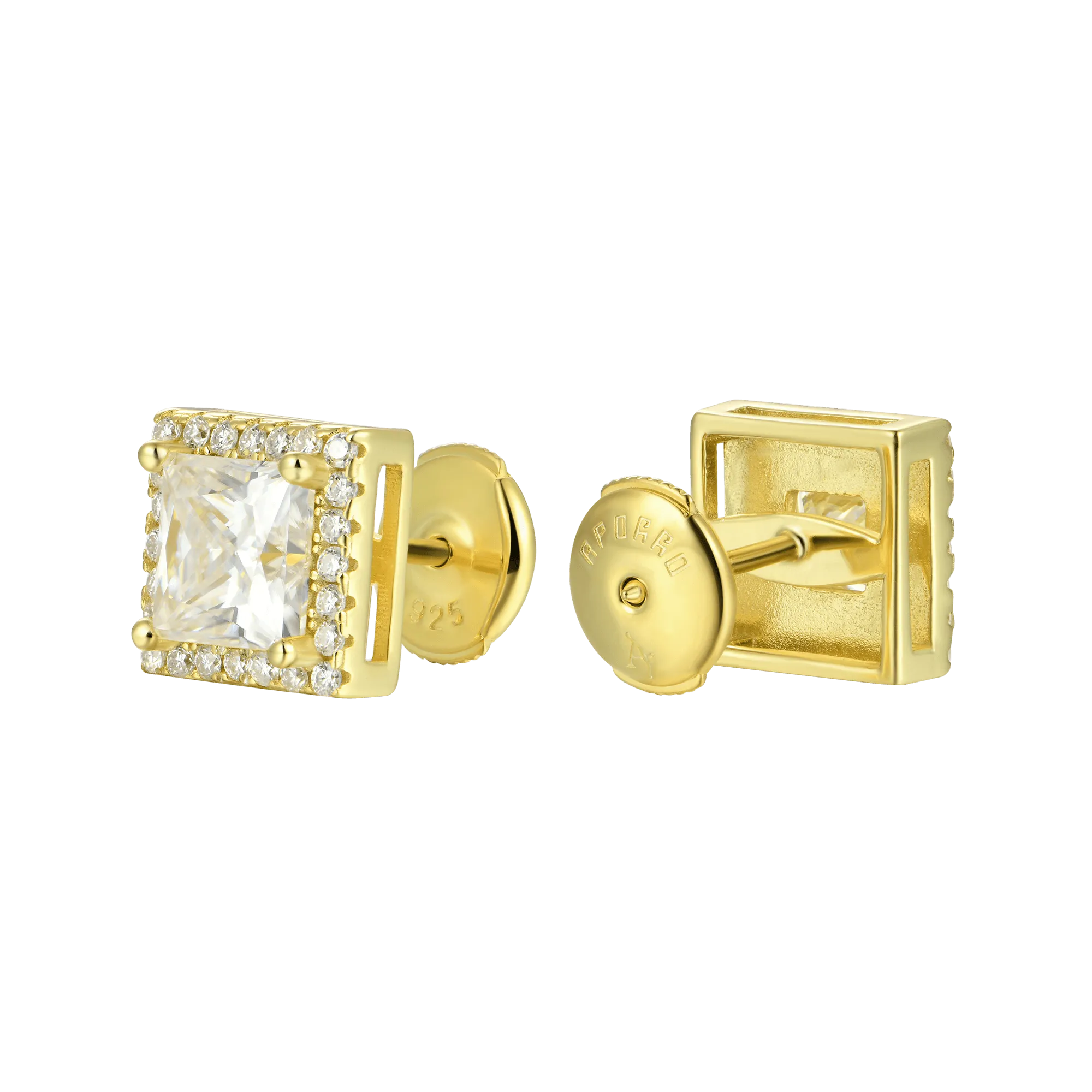 Women's Halo Princess Cut Stud Earring