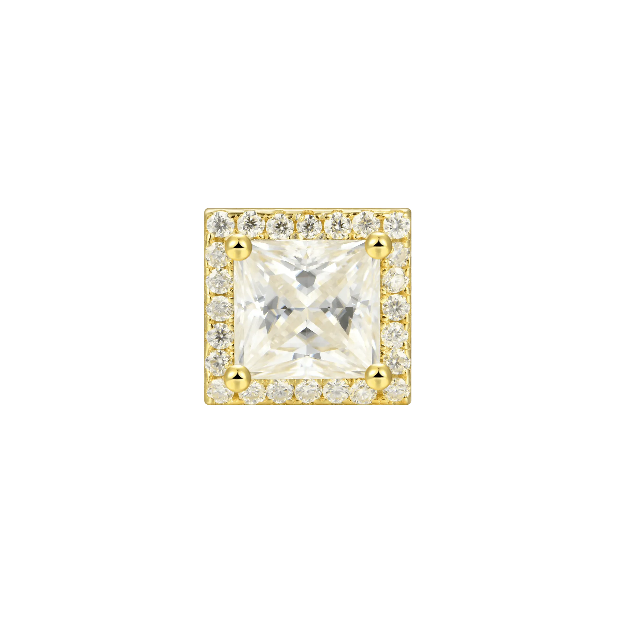 Women's Halo Princess Cut Stud Earring