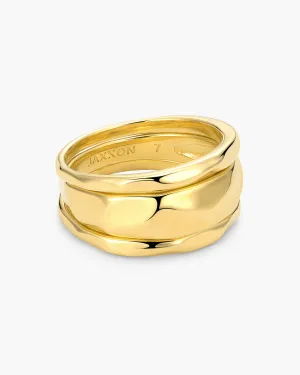 Women's Hammered Ring Set - Gold