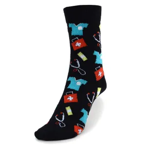 Women's Health Care Heroes Doctor/Nurse Pattern Novelty Socks