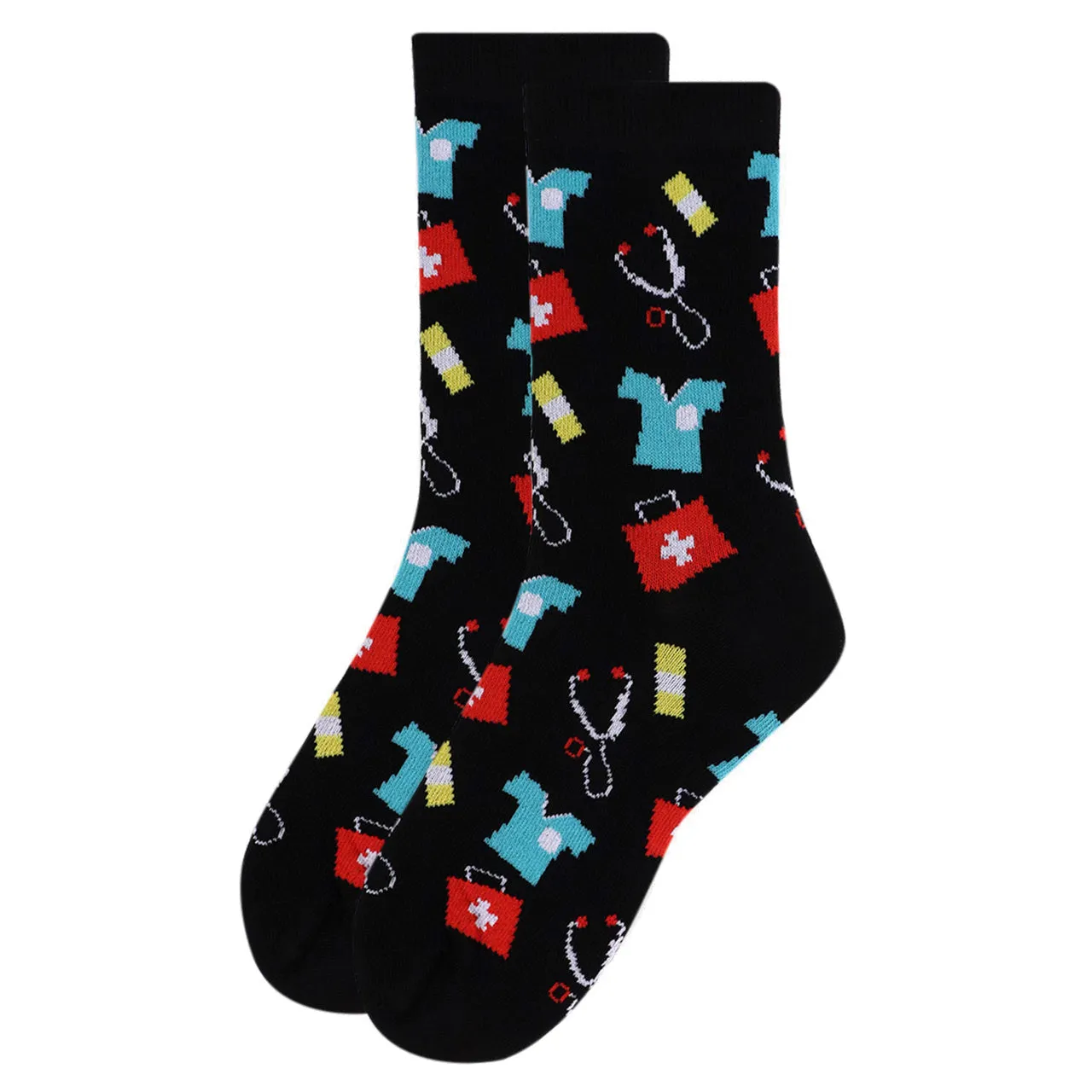 Women's Health Care Heroes Doctor/Nurse Pattern Novelty Socks
