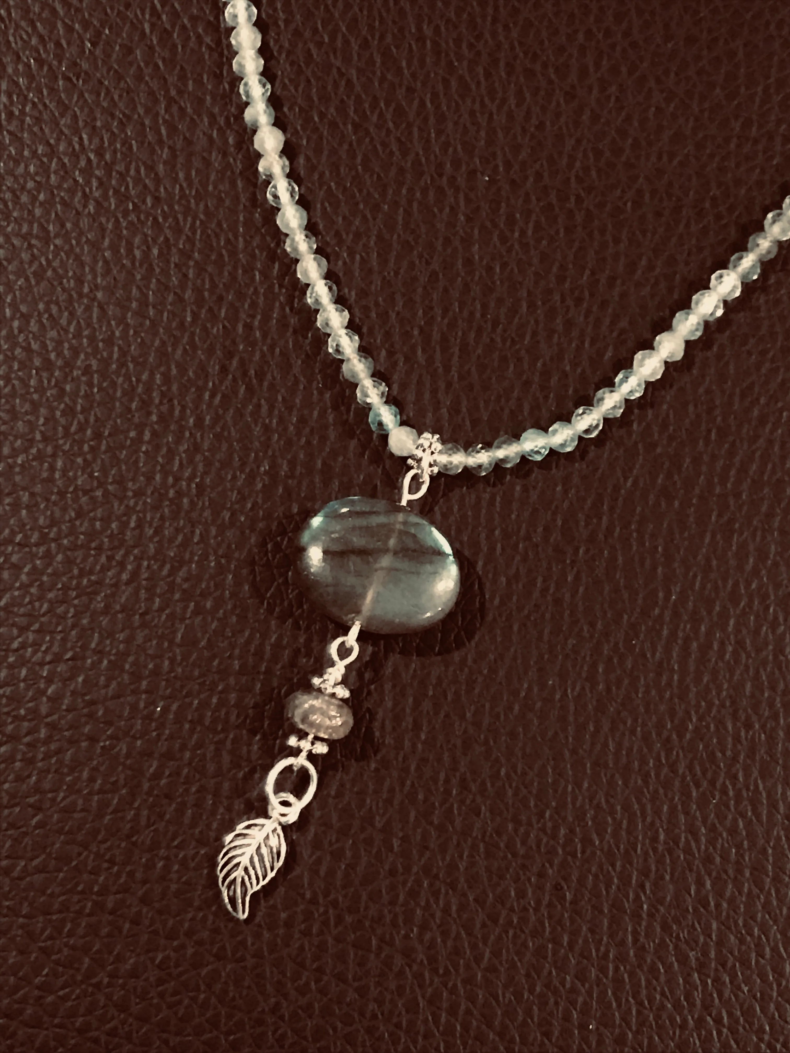 Women's Labradorite & Apatite Gemstone with green Sapphire pendant necklace